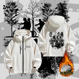 美剧Stranger Things怪奇物语魔王开衫冲锋衣男加棉加厚夹克外套