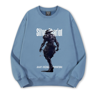 JOJO的奇妙冒险联名星尘斗士银色战车镇魂曲新款圆领卫衣学生大童