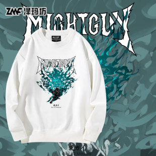 火影忍者夜凯复古印花圆领卫衣二次元cos长袖宽松加绒长袖秋冬潮