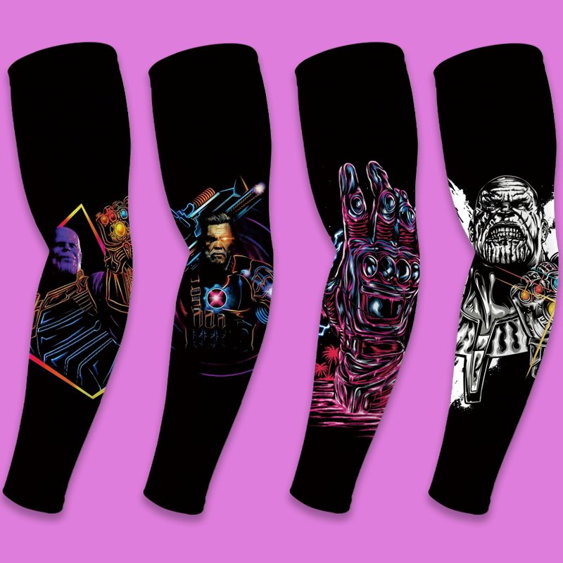 电影漫威复仇者联盟灭霸联名周边轻薄套指款户外防晒冰丝袖青少年