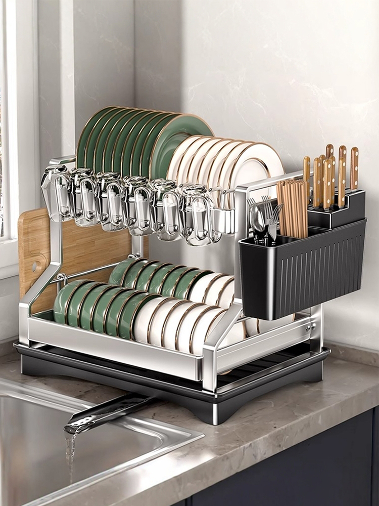 不锈钢碗架沥水架厨房多功能置物架台面放碗筷碗盘碗碟收纳架碗柜