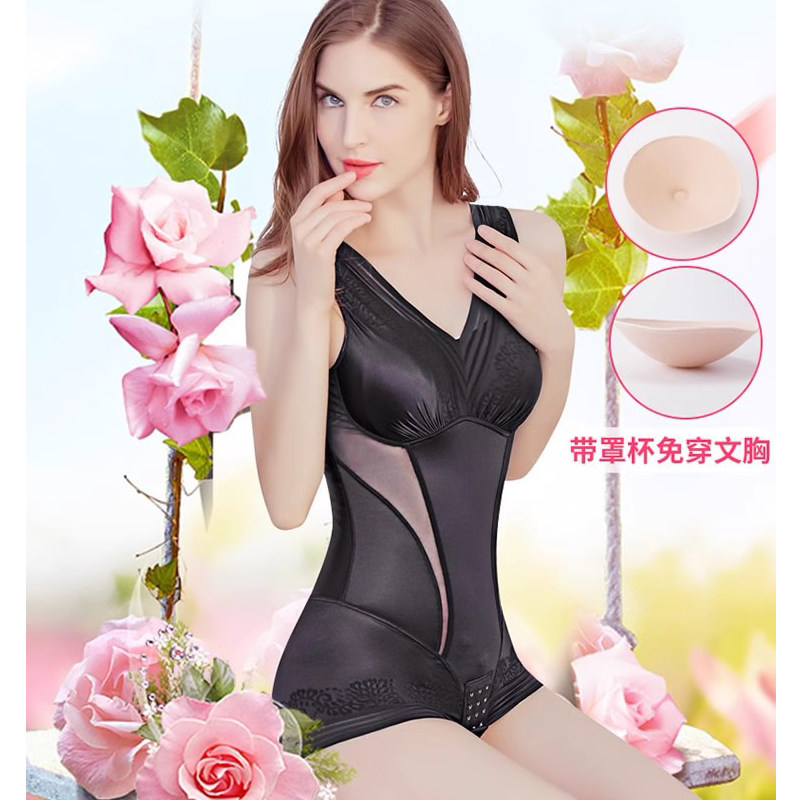 夏季薄款收腹塑身连体衣带文胸女美体产后塑形束腰提臀显瘦身内衣