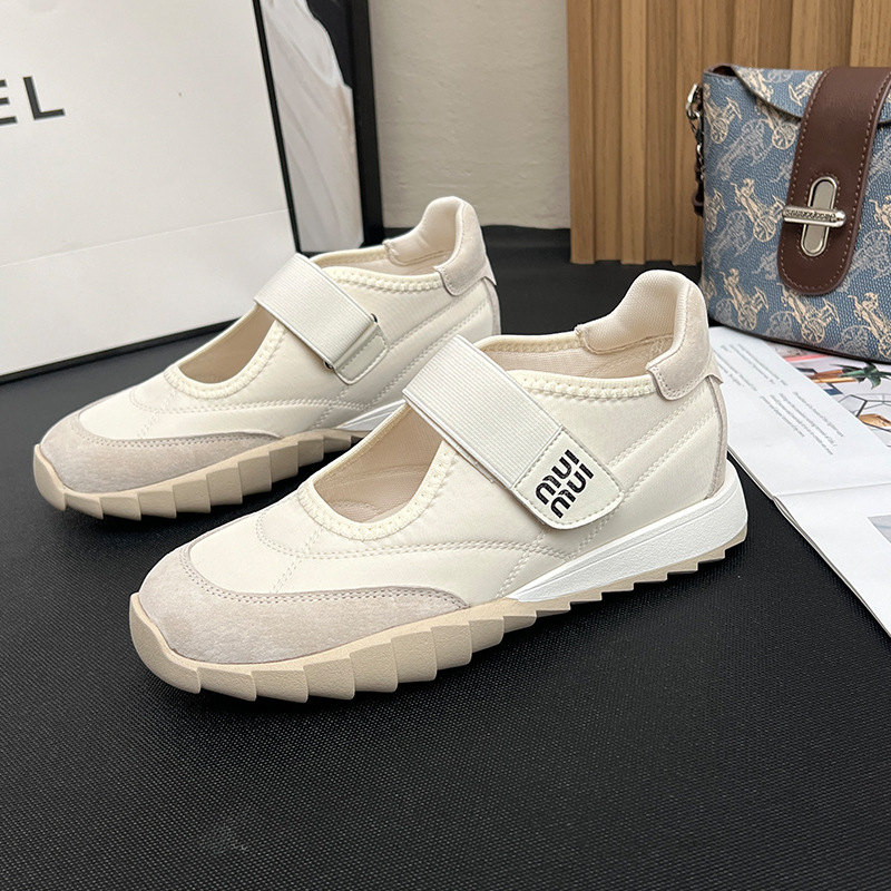 真皮~6cm内增高玛丽珍鞋女2025夏新款透气小个子休闲芭蕾风德训鞋