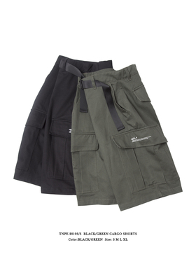 TNPE插扣军绿色/黑色工装短裤水洗耐磨五分裤复古休闲青春男女夏