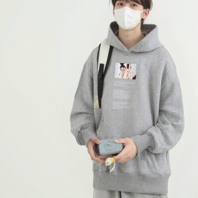TNPE美式宽松连帽印花卫衣男