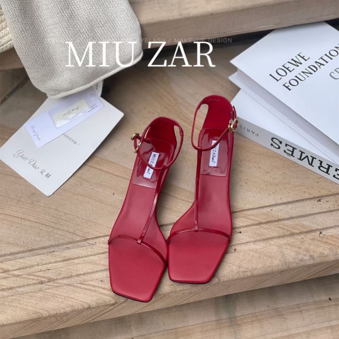 妙莎MIUZAR女鞋一字带包跟凉鞋
