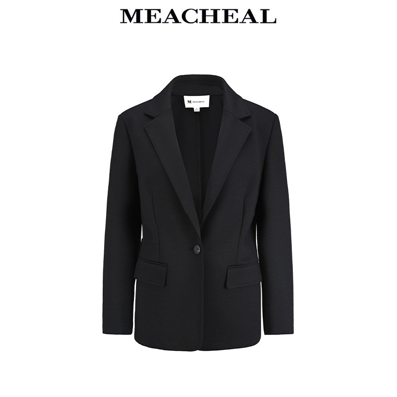 MEACHEAL米茜尔冬季新款铬黑色时尚休闲羊毛西服