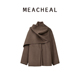 MEACHEAL2025冬季 新款 设计感斗篷披肩绵羊毛大衣咖色外套