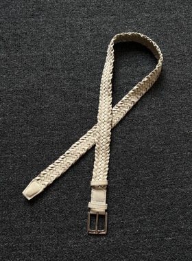 小心袖口 美式复古风腰带vintage中古废土风卡其色简约日常皮带