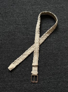 小心袖口 美式复古风腰带vintage中古废土风卡其色简约日常皮带