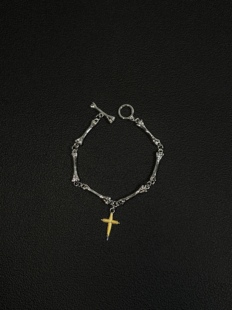 小心袖口 cleanfit竹节形手链十字架骨头复古小众简约百搭配饰