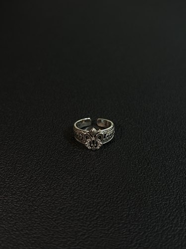 小心袖口 vintage中古鸢尾花戒指锆石做旧复古小众简约男女指环