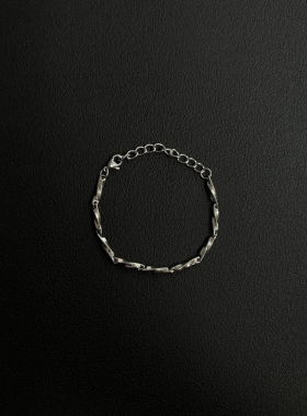 小心袖口 Vintage中古银色素链手链百搭原创冷淡风设计配饰手饰
