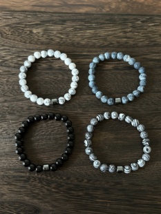 小心袖 Vintage中古天然石串珠手链复古简约小众日常通勤配饰 口