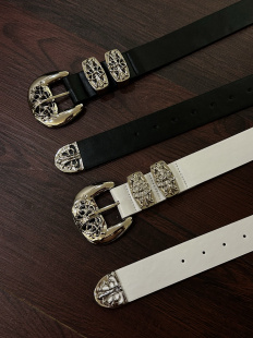 做旧金属暗黑朋克皮带梵文腰带 中古vintage复古CH风格 小心袖 口