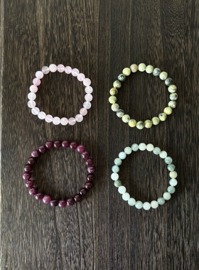 小心袖口 Vintage中古原创粉晶叠戴串珠手链小众轻奢百搭手饰手串