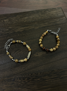 小心袖口 「财虎」原创天然菱形黄松石珠手链小众男女串珠配饰