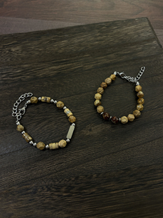 小心袖口 「财虎」原创天然菱形黄松石珠手链小众男女串珠配饰