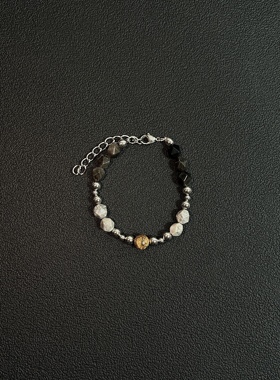 小心袖口 Vintage中古原创复古做旧天然石手链男女冷淡风手串配饰