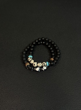 小心袖口 Vintage中古原创斑点石设计手链男女小众设计手串配饰