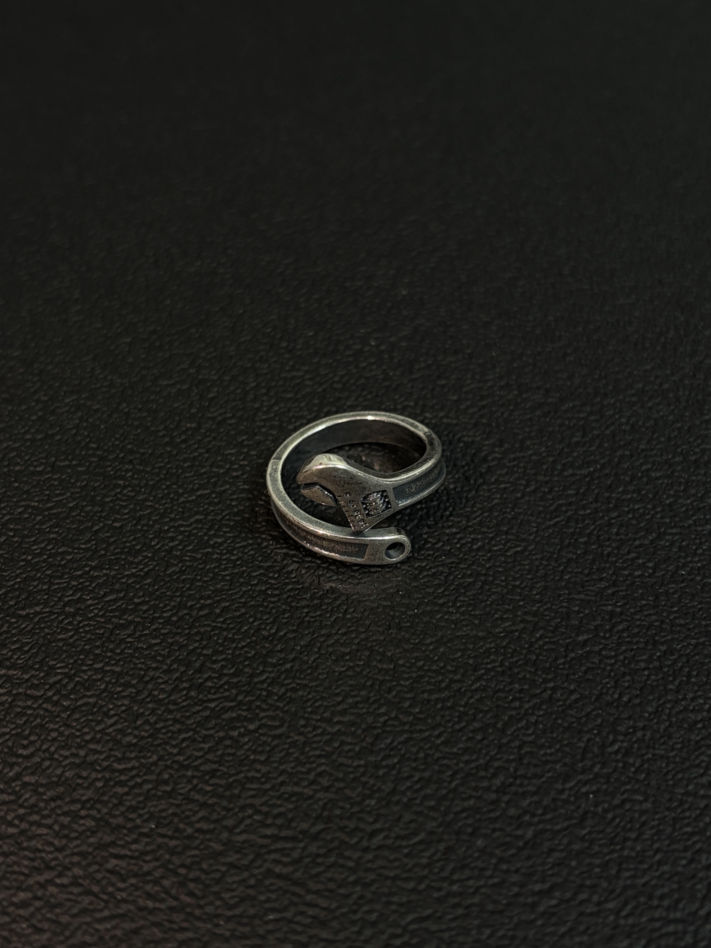 小心袖口 Vintage中古做旧扳手戒指小众设计感开口金属指环配饰