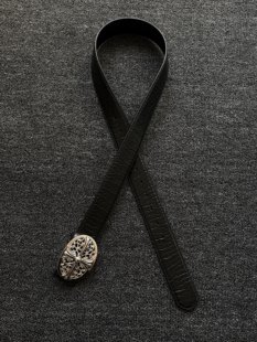 小心袖 Vintage中古意大利手工缝制十字花腰带复古百搭皮带配饰 口