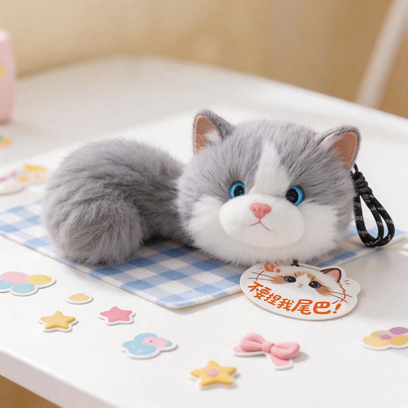 可爱兔毛布偶猫钥匙扣包包挂件