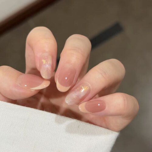【南枝】奶藕色法式醋酸猫眼晕染腮红手工穿戴甲显白温柔夏日美甲