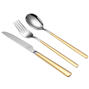 西餐刀叉餐具套装家用法式304不锈钢吃牛排扒餐盘刀叉勺三件高档