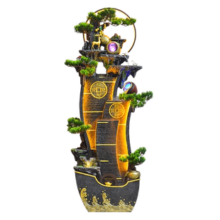 假山凤风水轮循环流水喷泉摆件办公室水系景观成品水景流动水摆件