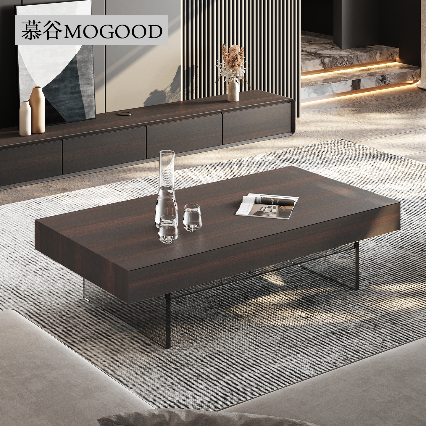 实木茶几轻奢高级感亚克力腿