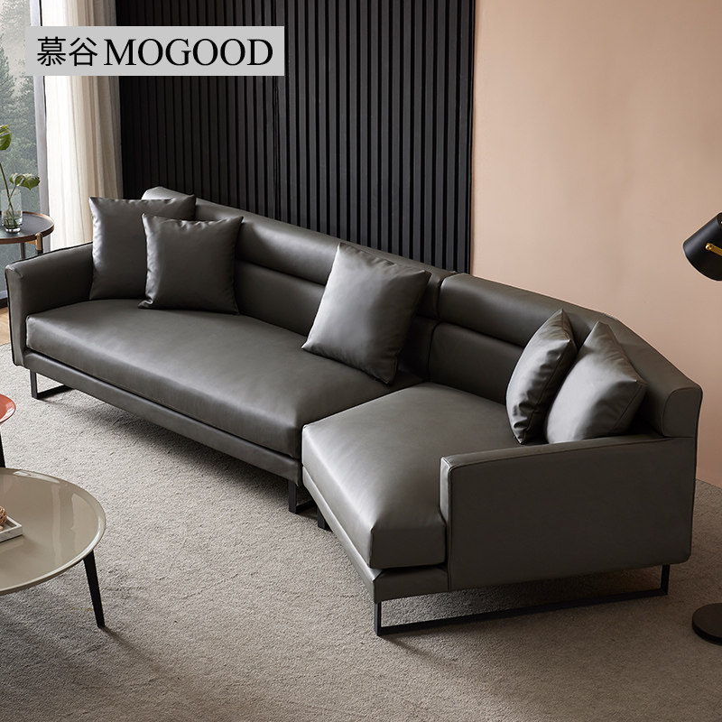 慕谷意式真皮沙发头层牛皮转角组合小户型设计师客厅轻奢现代简约
