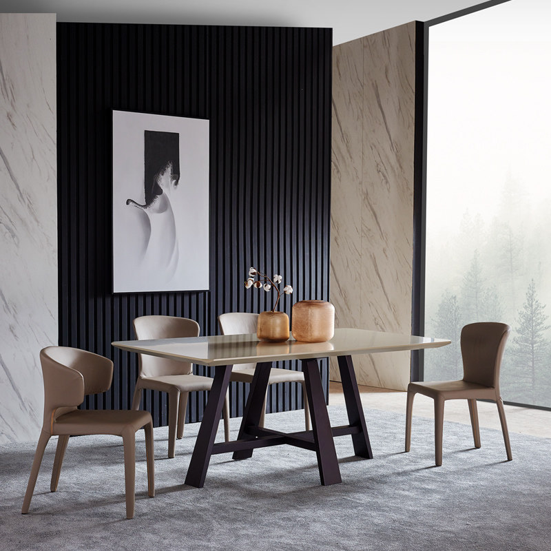 北欧餐桌椅组合家用现代简约小户型6人饭桌一桌四椅套装烤漆实木