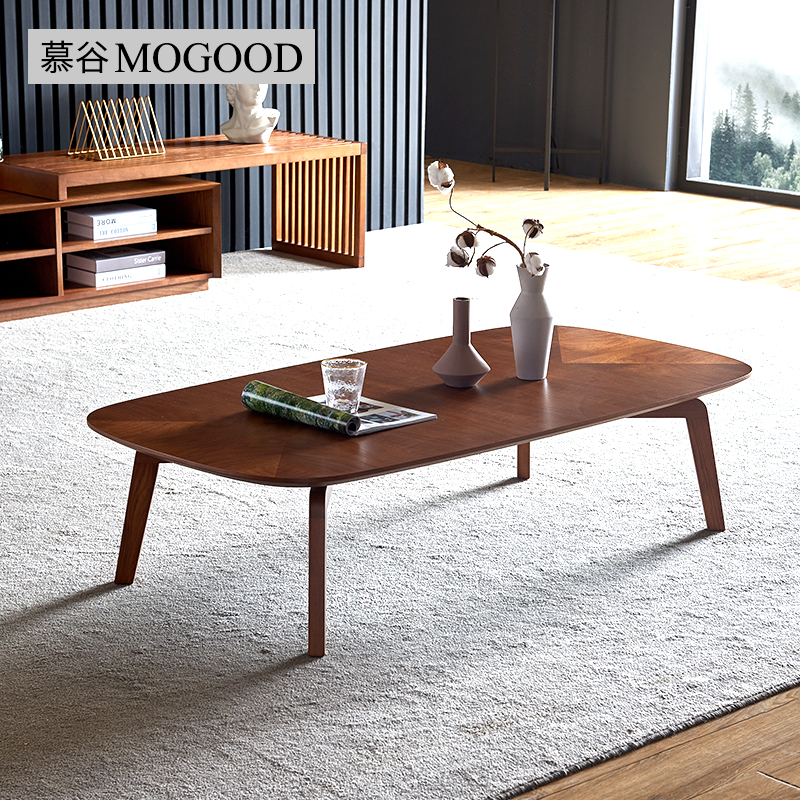 轻奢茶几电视柜组合胡桃木客厅