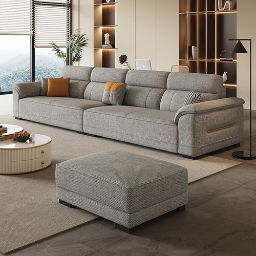 柏丝纳新布艺沙发现代简约三四人客厅沙发意式奶油可拆洗棉麻沙发