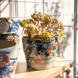 Керамический дышащий креативный сине-белый цветочный горшок