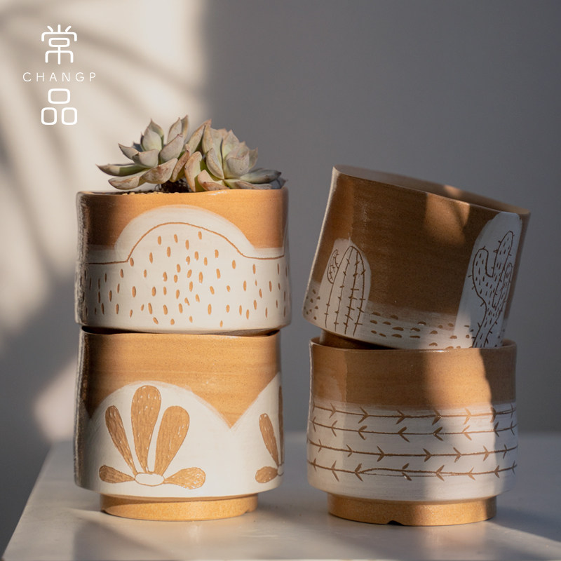 常品多肉盆器 透气卡通个性创意手工花盆 景德镇手绘桌面陶瓷花盆,鲜花速递/花卉仿真/绿植园艺,花盆,淘宝优惠券,粉丝福利购,淘宝优惠卷