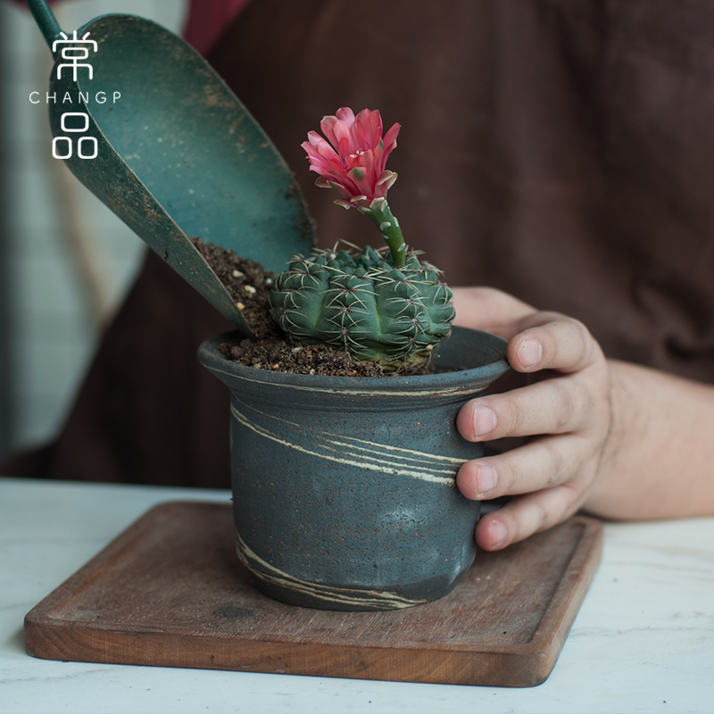 常品  景德镇陶瓷多肉花盆复古手工绿植大口径阳台花卉摆件小老桩