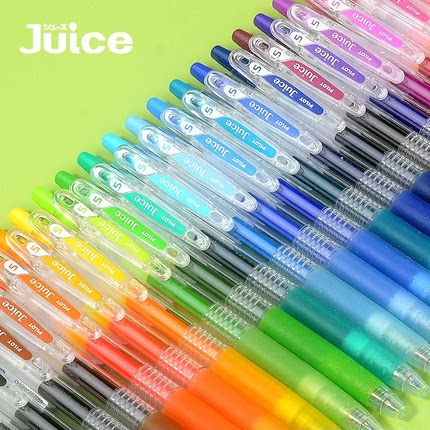 百乐Juice果汁笔日本pilot金属色彩色做笔记0.38手账黑色按动中性笔0.5mm全套42色日系旗学生用舰经典故事