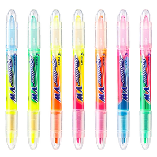 日本PILOT百乐双头荧光笔SVW-15SL彩色直液式标记号笔学生用彩色手账笔淡色荧光色笔记划重点大容量莹光笔