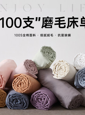 100支加厚磨毛长绒棉床单单件