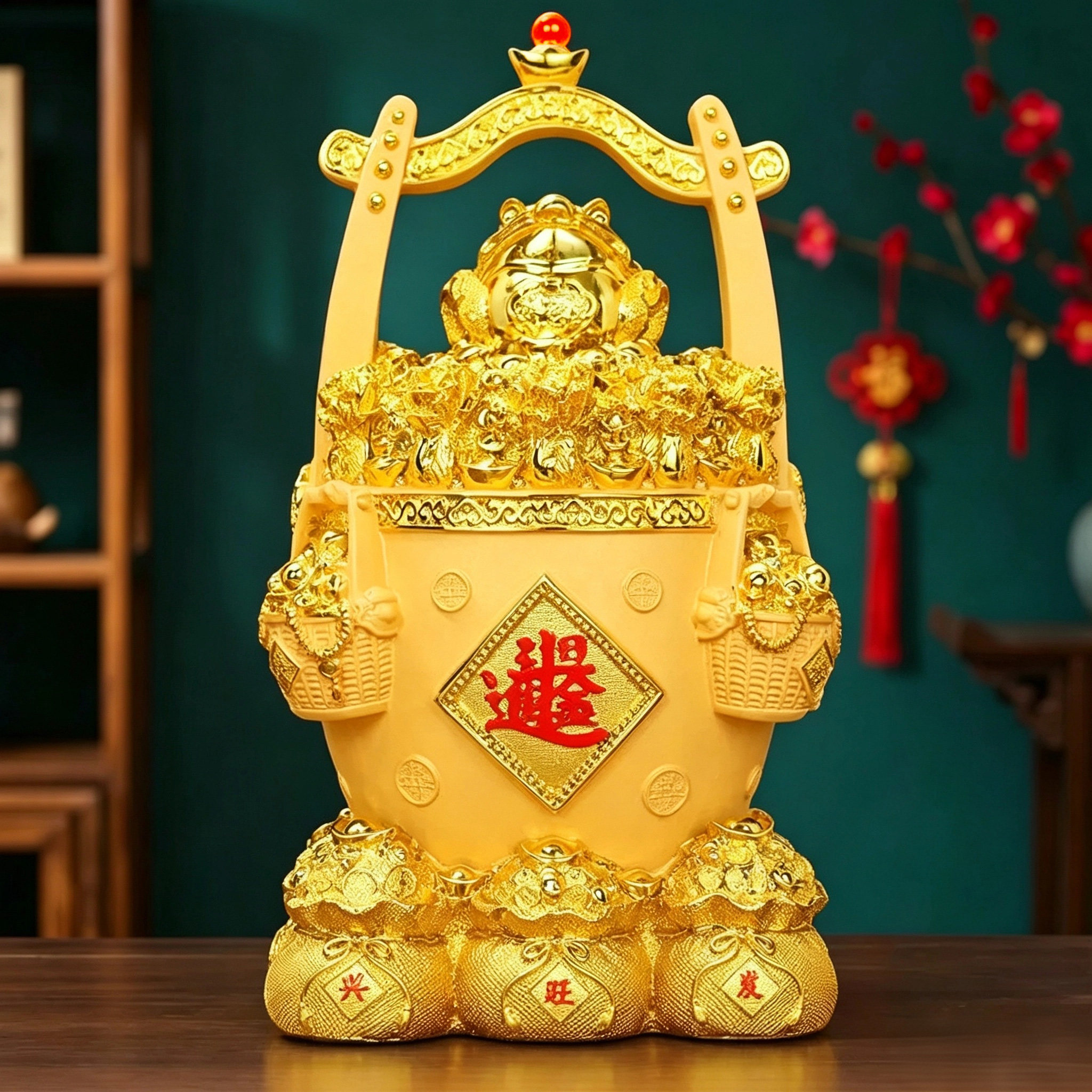 一桶金聚宝盆元宝白菜摆件送礼品