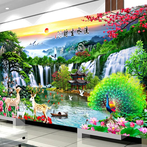 Cross -STITCH 2024 Новая линейная вышивка Большая гостиная Добро пожаловать атмосферу сосновой ландшафты, ремесленник, вышитая вода, чтобы заработать деньги