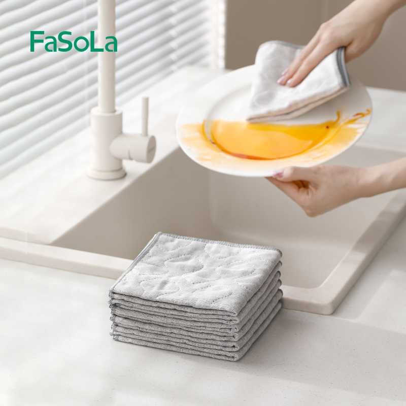 FaSoLa厨房专用抹布吸水不掉毛家用擦桌布不沾油家务清洁洗碗布