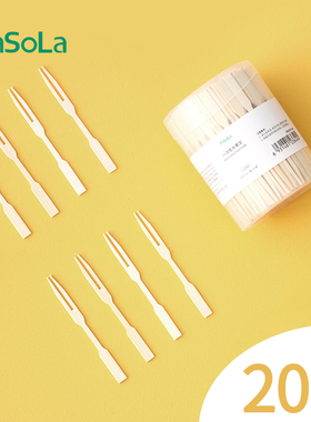 FaSoLa一次性叉子水果叉家用便携牙签食品级竹签高级感儿童水果签