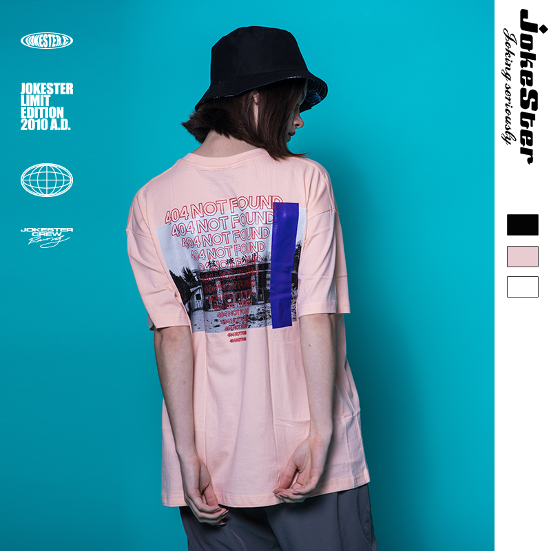 原创字母风景照圆领ins短袖