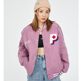 JOKESTER原创设计潮流品牌单排扣立领宽松夹棉外套毛巾刺绣棒球服