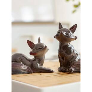 变色小狐狸熊猫兔子茶宠可养茶玩办公室家居茶桌茶宠摆件