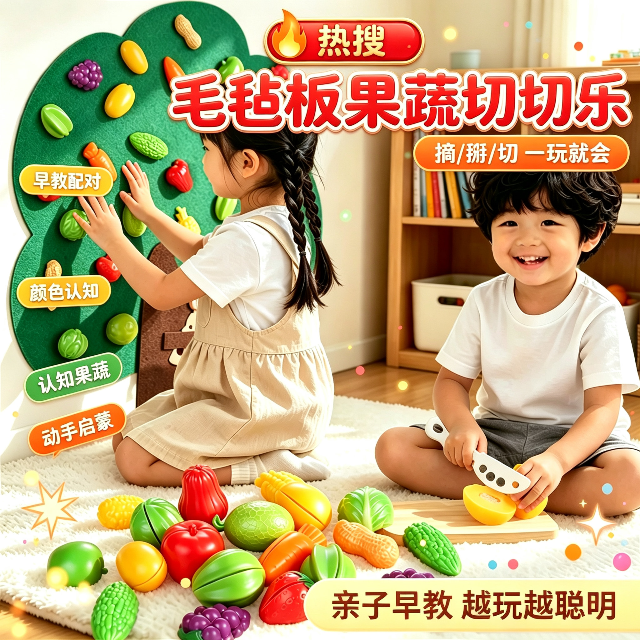 毛毡板果蔬切切乐早教益智玩具