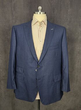 175高240斤大码男士藏蓝色西服单西服羊毛商务仓驳领日常百搭D019